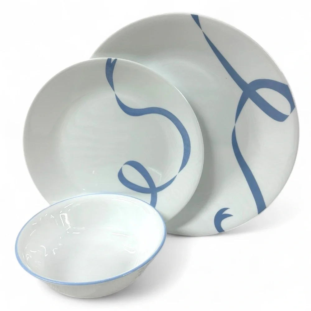 Corelle Blue Ribbon 18pc Set: 6 Plates 10.25